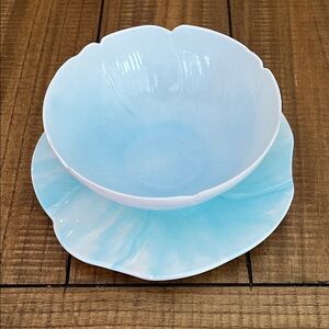 Tarhong Vintage Elegant Blue Floral Bowl and Plate Set